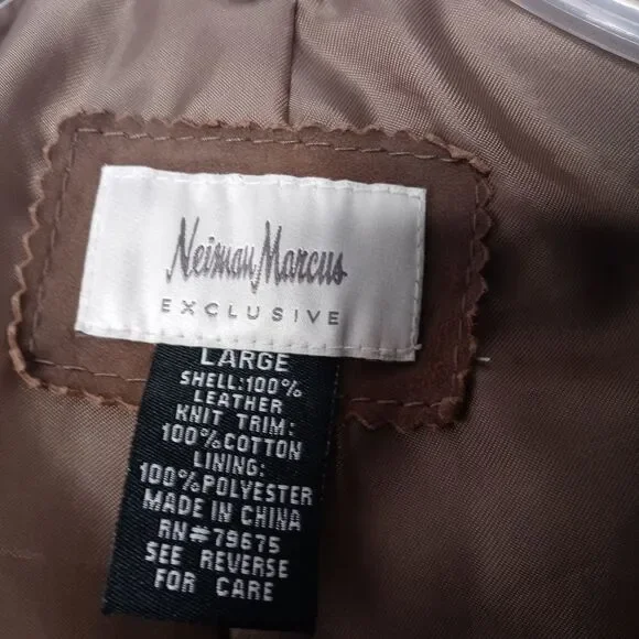 Neiman Marcus Grommet Detail Draped leather Jacket - Picture 7 of 8